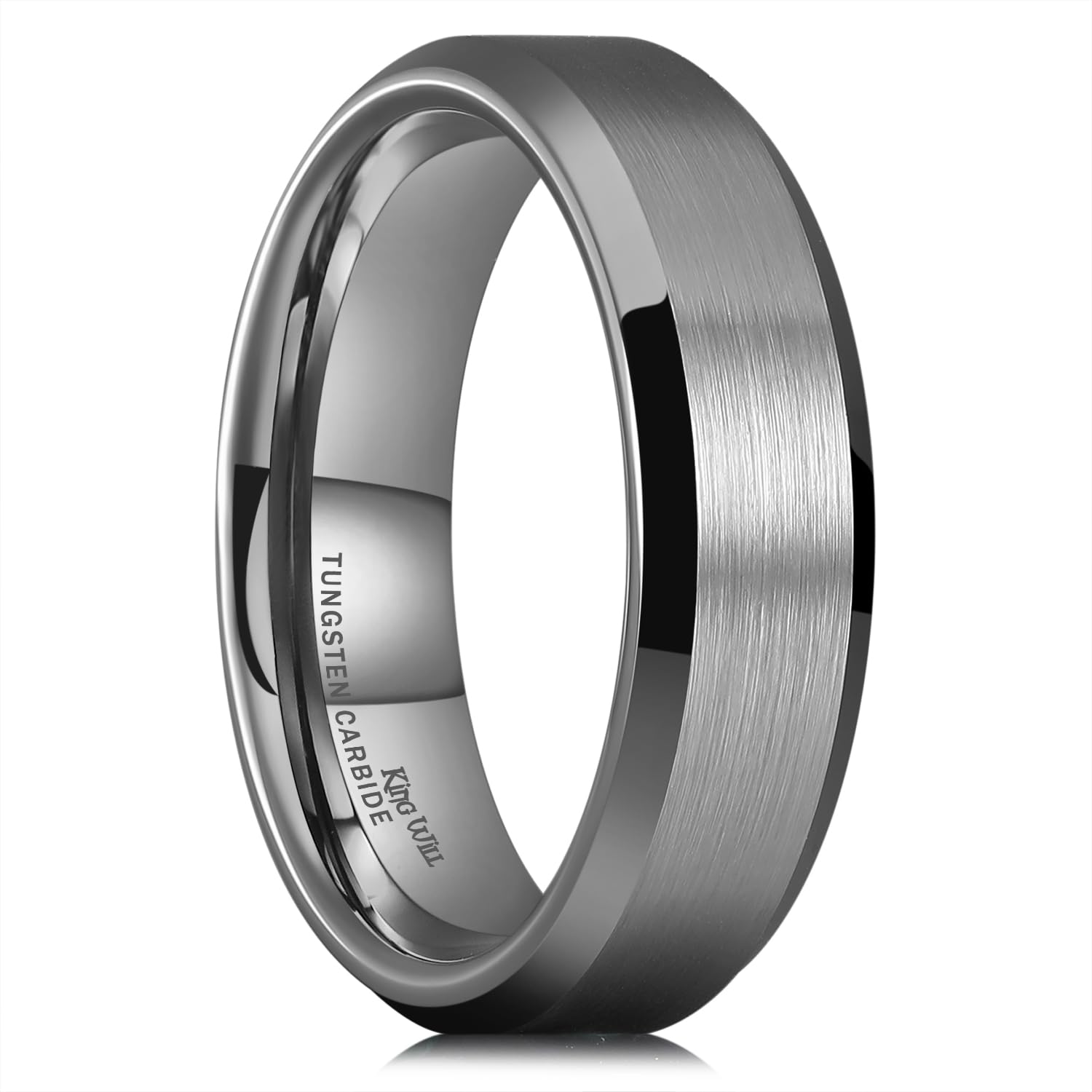 King Will Silver/Black/Gunmetal Grey Promise 6MM/7MM/8MM Wedding Band For Men Tungsten Carbide Ring Comfort Fit Beveled Edges/Step Edges