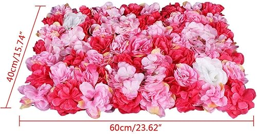 Miniatura 3 de 12 paneles de flores artificiales de rosas de seda, panel floral de terciopelo, hortensias, telón de fondo, decoración de flores para bodas,