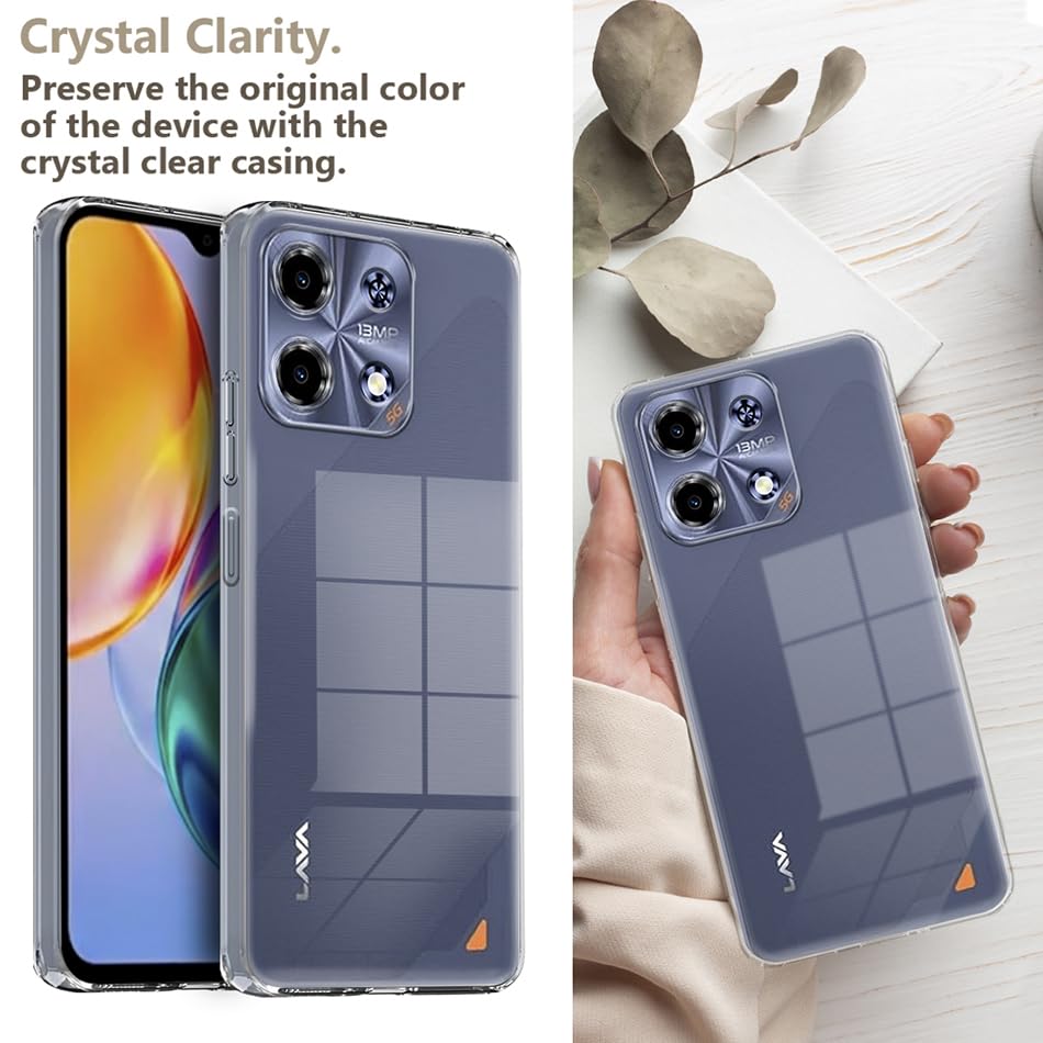 Image of Fashionury Shockproof Crystal Clear Back Cover for Lava Bold N2 5G | Transparent Back Case | Raised Bumps for Camera & Screen Protection for Lava Bold N2 5G