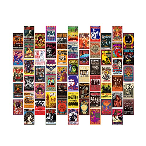 Woonkit Woonkit 60 Pc Vintage Rock Band Posters, 70S 80S 90S Retro Concert Prints, Bedroom Wall Art thumb #1
