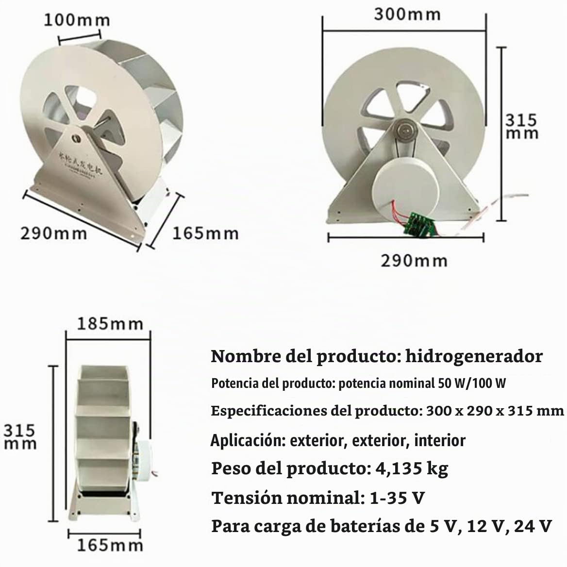 Generador de Turbina Hidráulica con Rueda de Agua - Disco de Baja Velocidad para Energía, Viento al Aire Libre