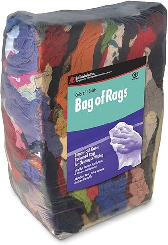 Miniatura 3 de Buffalo Industries paños de tela de playera reciclada, multicolor, bolsa de 22,7 kg, Multicolor