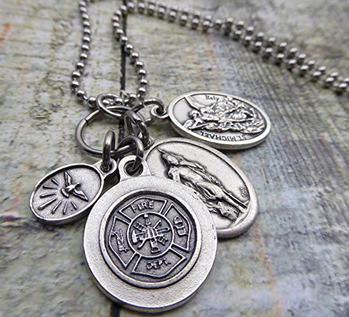 Firefighter Protection Amulet, Italian Charms, Holy Saint Medals, Patron Saint of Firemen St. Florian, Archangel Michael The Protector, Men