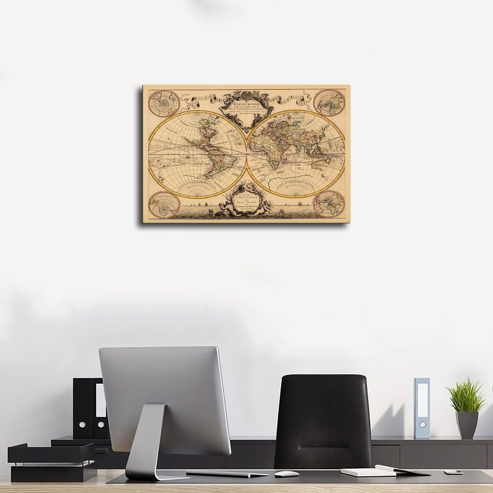 Póster de la historia de los mapas del viejo mundo en 1720 para decoración de pared, pinturas para sala de estar, dormitorio, 60 x 90 cm