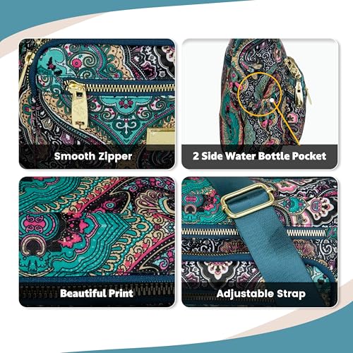 Image of Storite Women's Crossbody Sling Bag | Multi Pocket Lightweight Shoulder Bag | Adjustable Strap Travel Messenger Bag | Boho Design Casual Everyday Purse