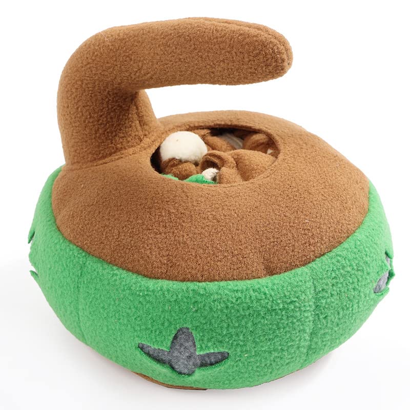 DAFORERAL Dog Snuffle Toy with Curling Stone Shape, 6.7×6.7×6.7in Interactive Treat Dispenser for Mental Stimulation, Chewing, Squeaky Play and Bonding Fun (Green)