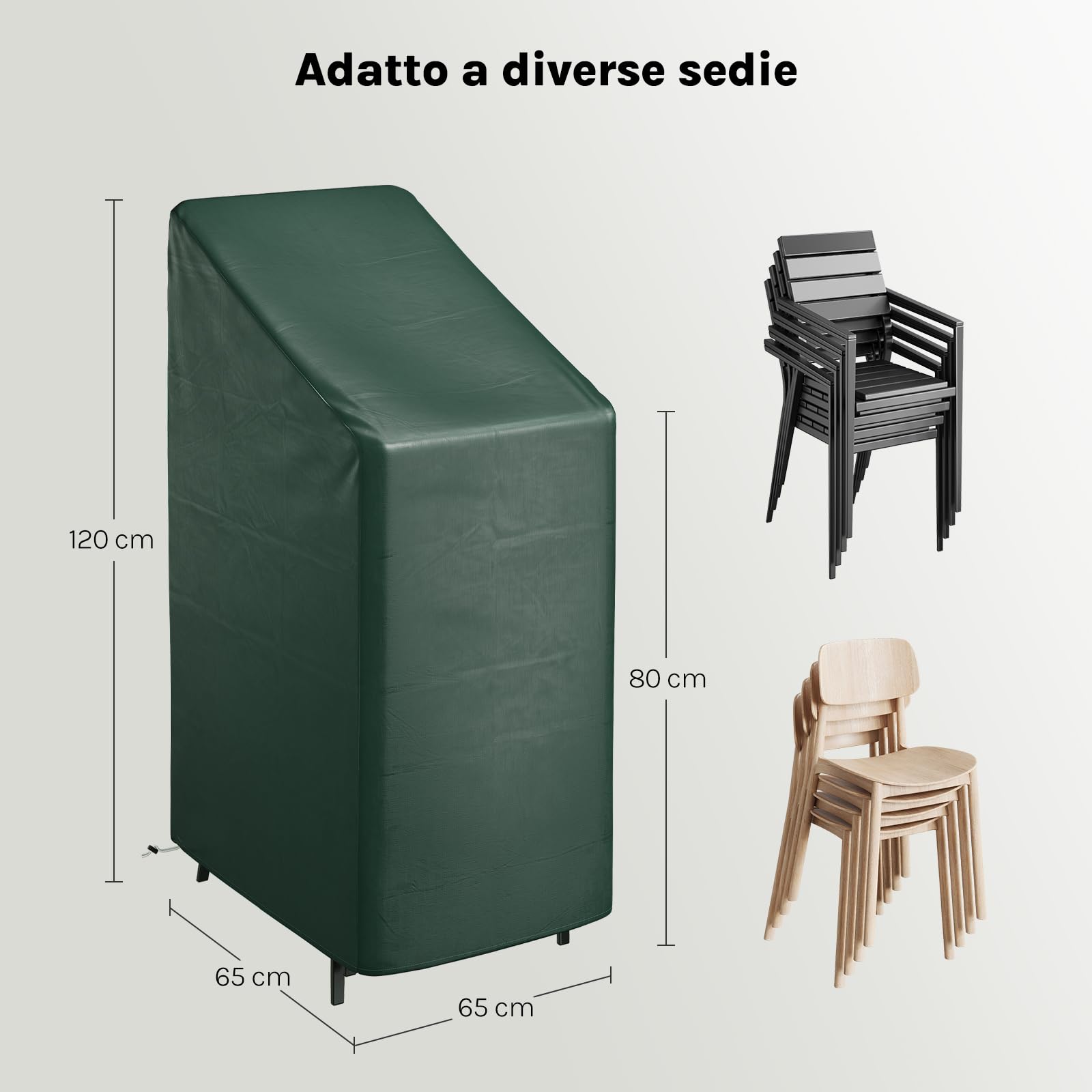 WOLTU Copertura Protettiva per Sedie, Sdraio da Esterno in PE, Copertura per Mobili da Giardino 65x65x120/80 cm Telo Anti-UV idrorepellente Resistente allo Strappo