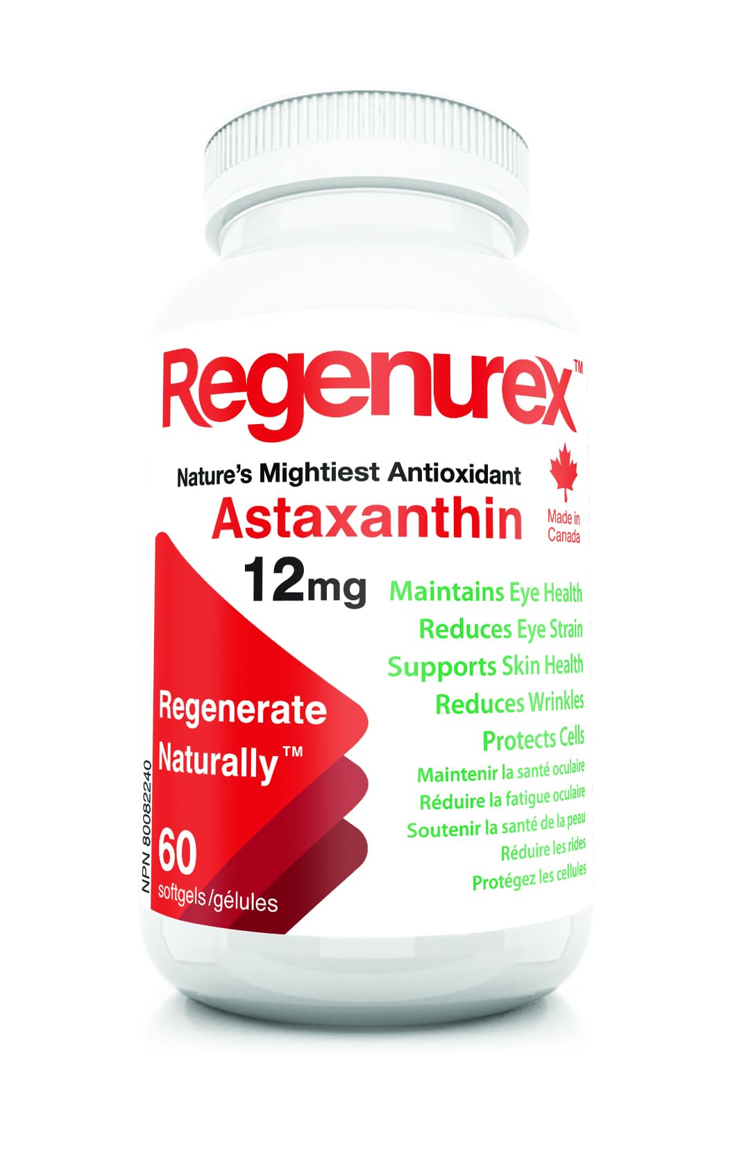 Canadian Astaxanthin - 12mg Pills (60 Count) with MCT Oil