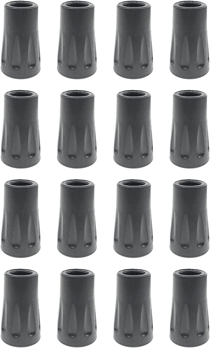 JZK 16 x Black rubber walking pole tips, rubber ferrule for walking