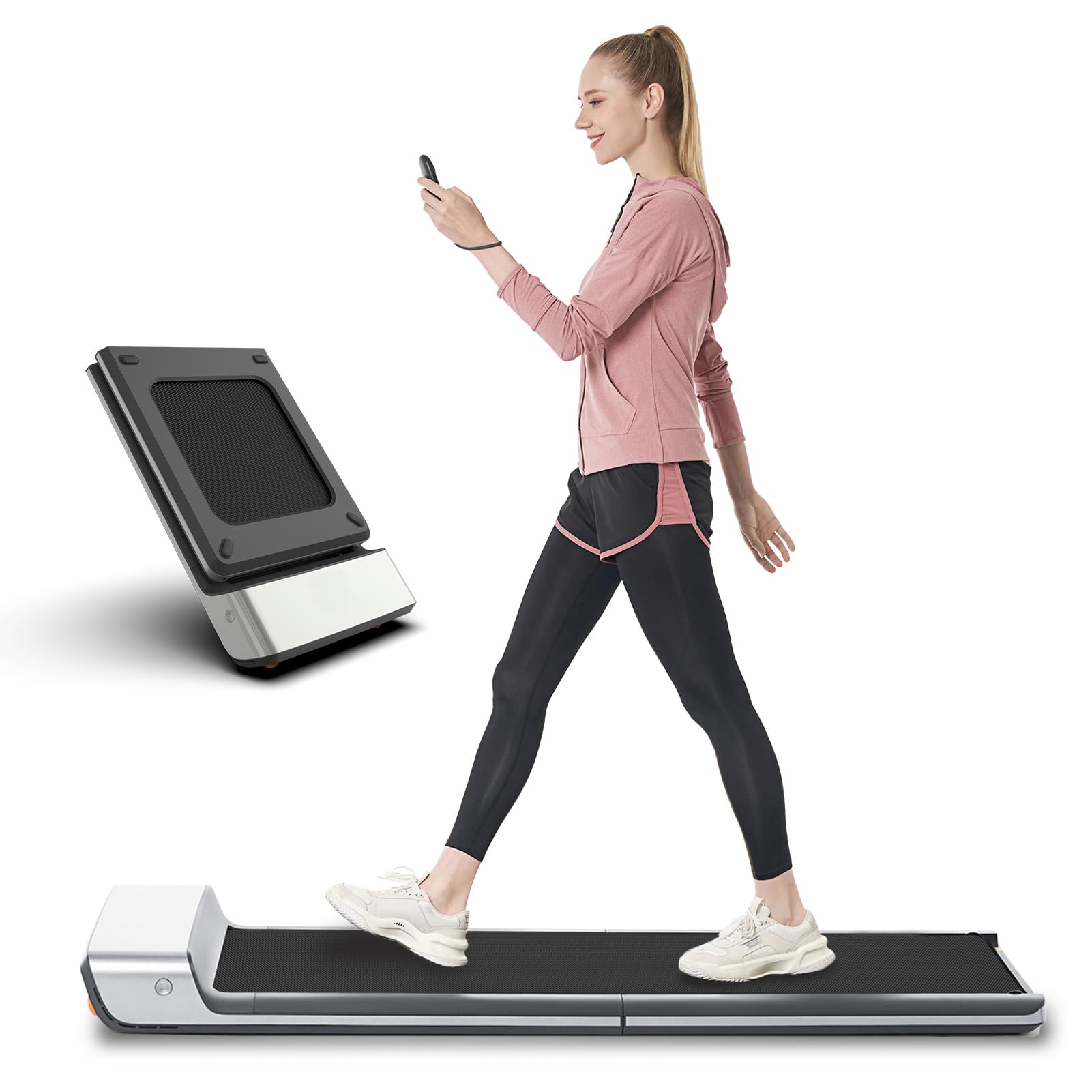 WALKINGPAD Z1 Treadmill, 180°Foldable Under Desk for Home Office with 242lb Capacity, 2 in 1 Portable Treadmill for Walking and Jogging Remote Control in LED Display, Grey