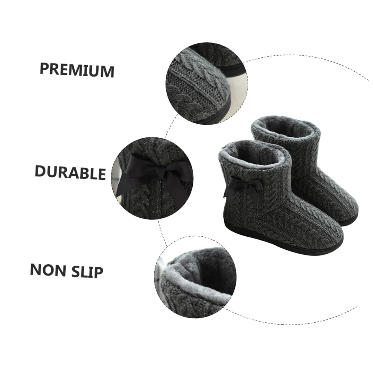 SOIMISS botas de nieve de mujer botas de suéter Zapatillas de casa zapatillas termicas mujer winter boots for women calientes de invierno de piso Empeine: Punto Dark Grey
