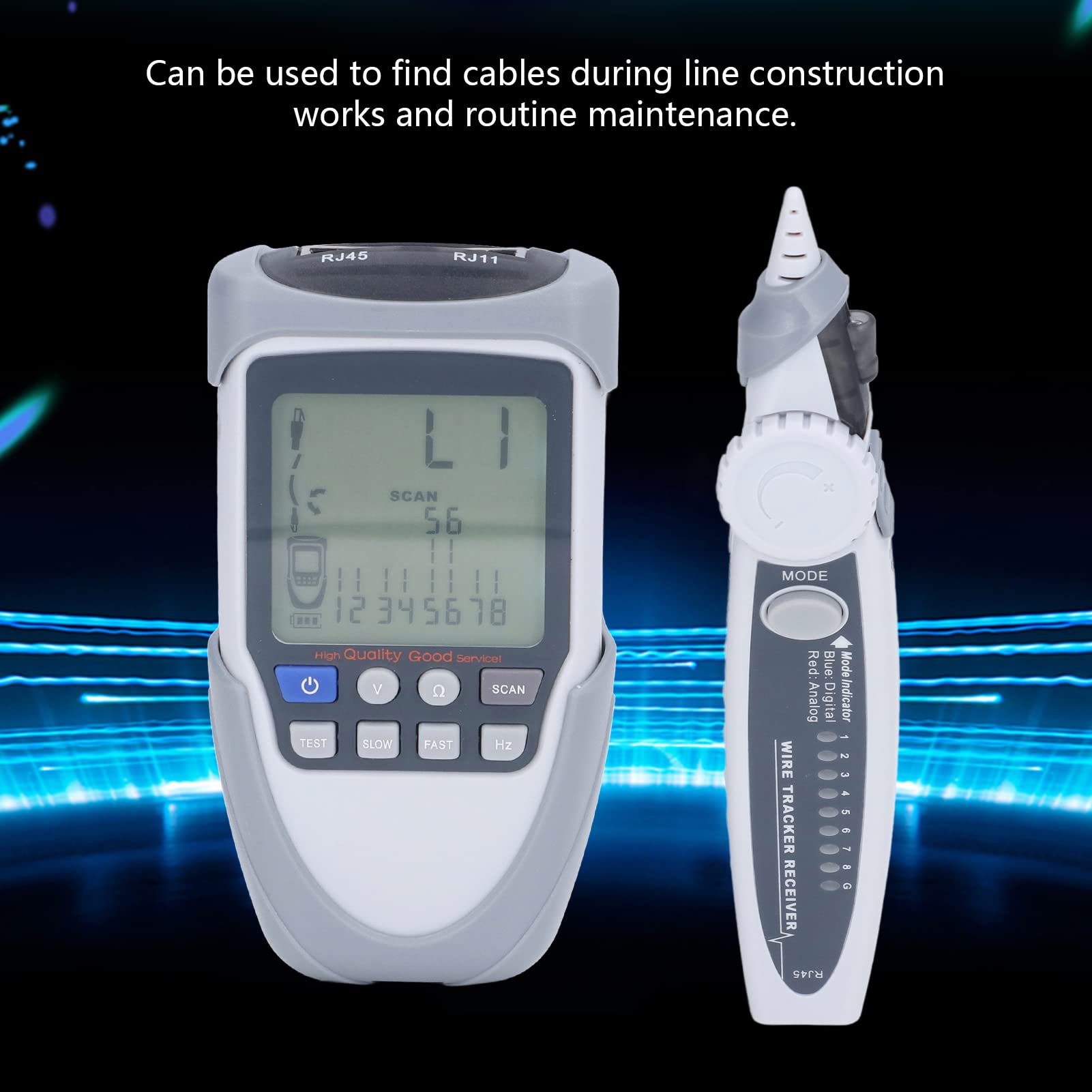Tester Kabli Sieciowych, Tester Kabli Poe dla CAT5e/CAT6/CAT6a, Tester Sieci Ethernet z Wyświetlaczem LCD, Przewodu Ethernet do Testowania Lokalizacji Uszkodzeń i Pomiaru Długości