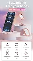Vista 3 de Soporte de anillo para teléfono, soporte plegable para teléfono celular, rotación de 360°, soporte de agarre de anillo de metal para montaje plateado