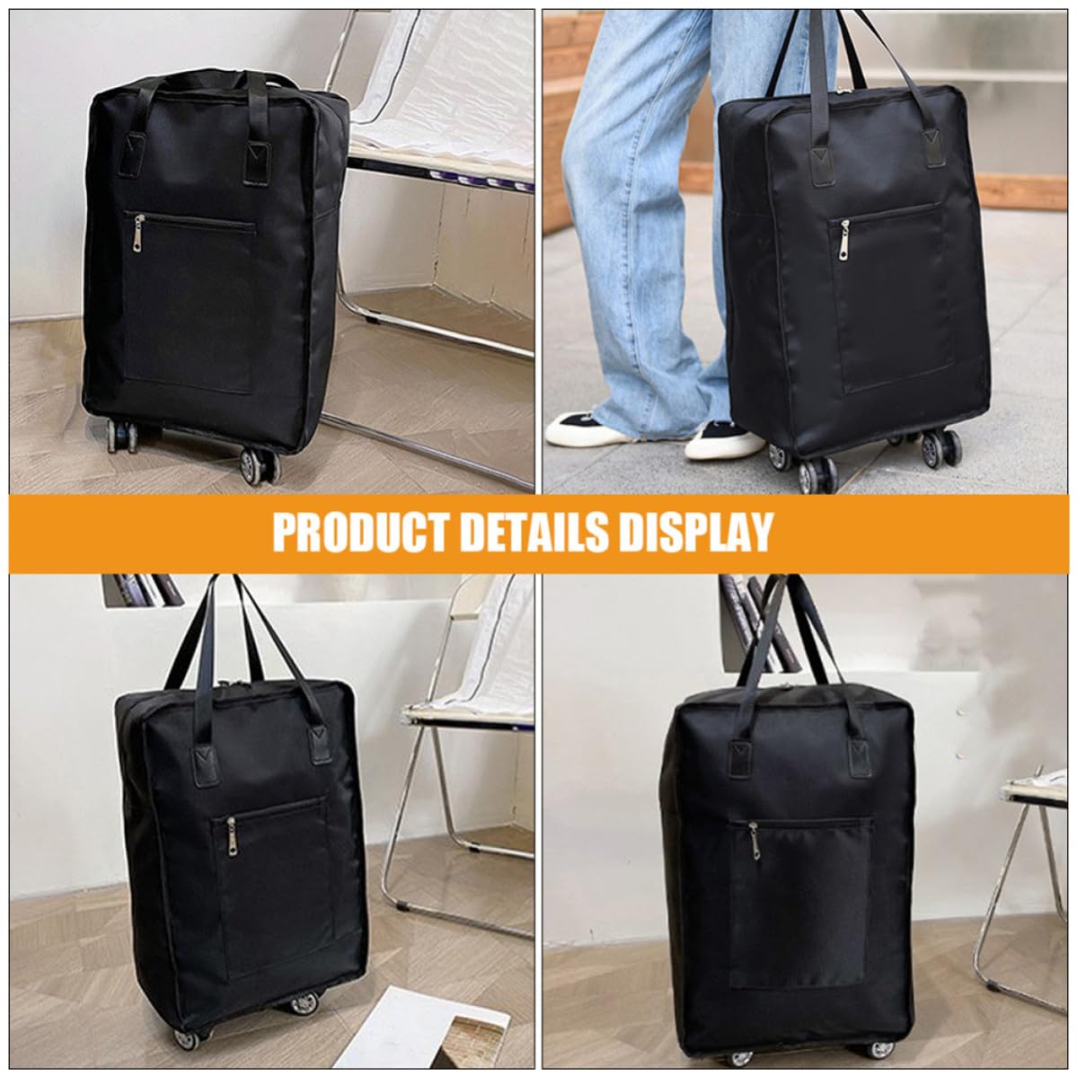 Bolsa de Equipaje de Gran Capacidad con Ruedas Aplicables y Diseño Liviano de Tela Oxford para Viaje y Gimnasio