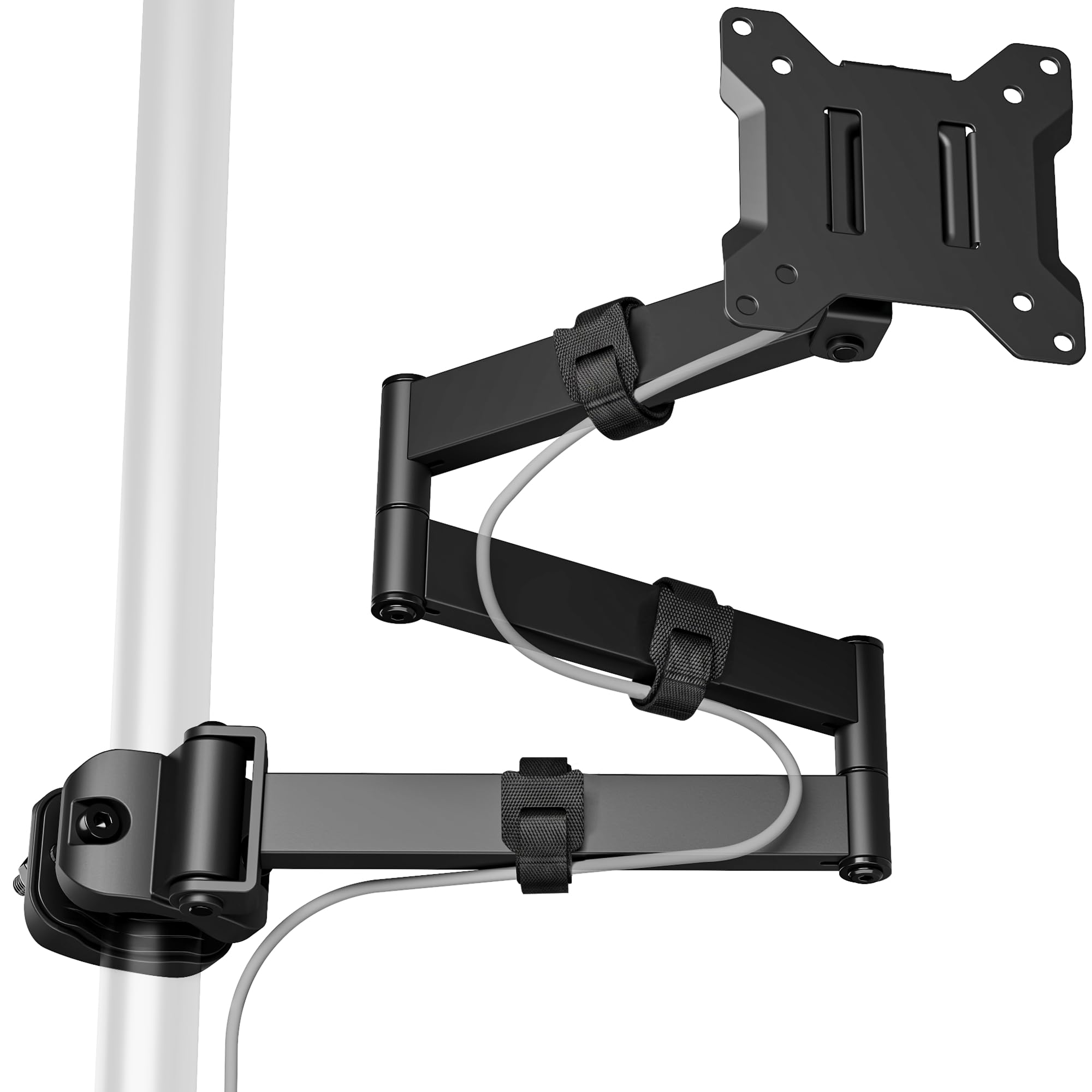 monTEK Braccio per monitor da 25 pollici con braccio extra lungo per schermi da 17-32 pollici, montaggio VESA a movimento completo con piastra a sgancio rapido 75 x 75/100 x 100 mm, adatto a pali da