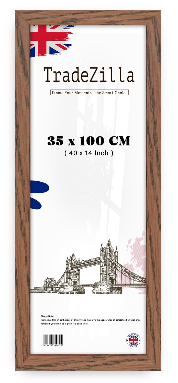 Tradezilla Dark Oak | Mdf Wood Picture Frame (35 X 100 Cm) Wall Gallery Art Frame For Home & Office, Premium Mdf Wood, Hanging Hooks For Vertical & Horizontal Display [ ]