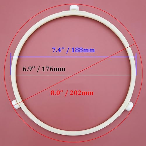 Miniatura 8 de Placa giratoria de vidrio para microondas, anillo giratorio, altura de las ruedas 0.47 pulgadas0.472 in, diámetro exterior 7 pulgadas7.008 in,
