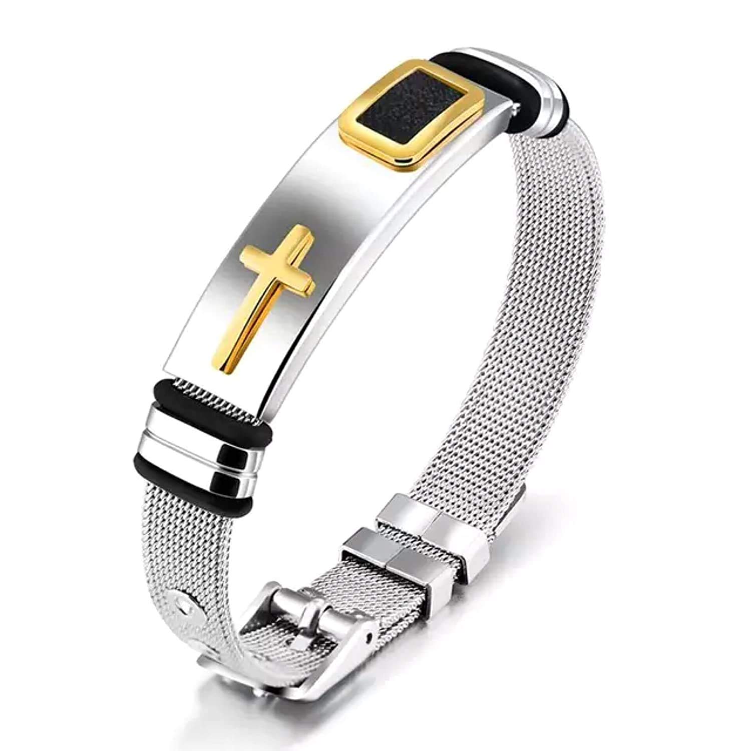 University Trendz Stainless Steel Western Style Jesus Christ Cross Design Christian Casual Bracelet for Boys and Girls (Silver) (B08R9YSK17) Amazon Price History, Amazon Price Tracker