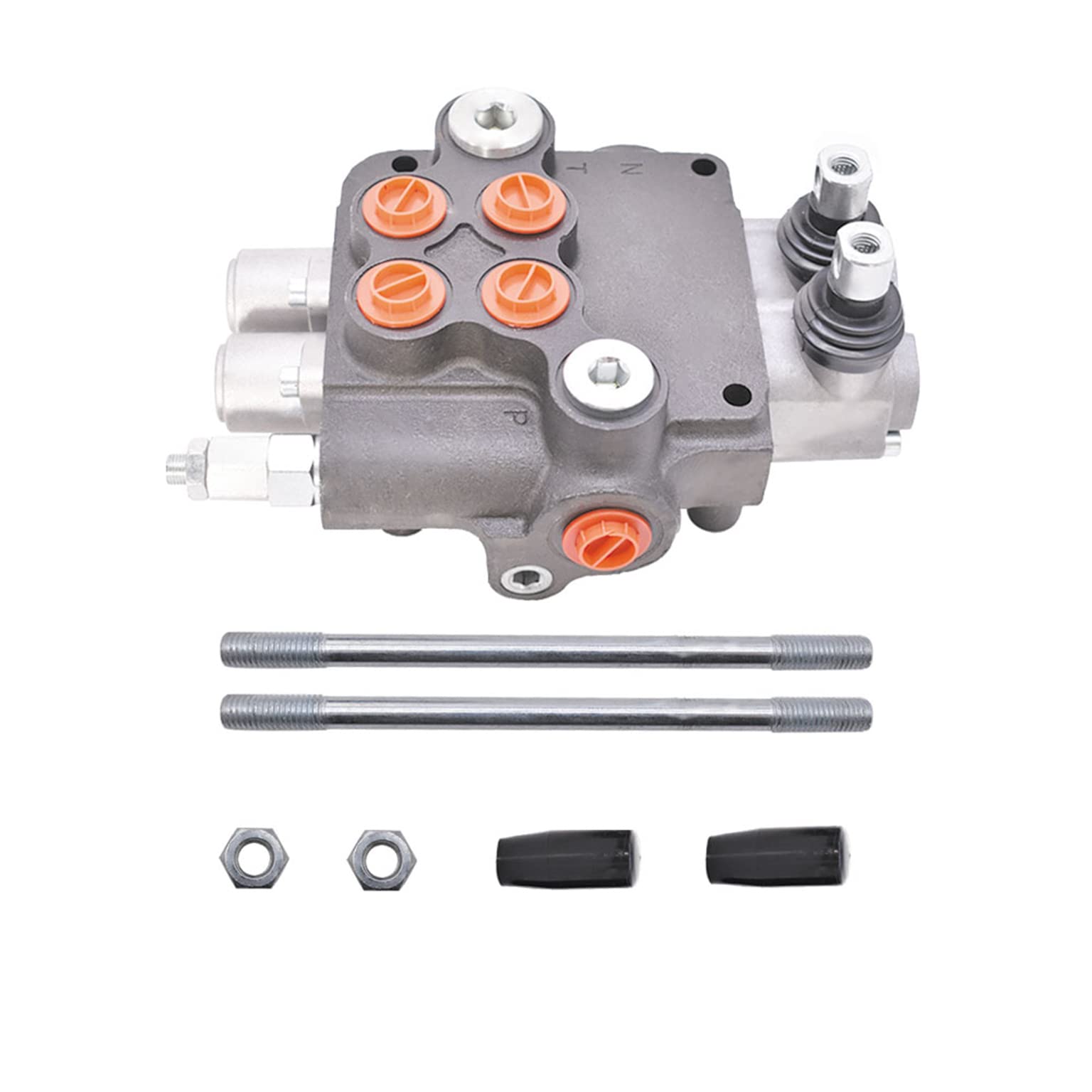 mitoharet 2 Spool Hydraulic Directional Double Acting Control Valve for Tractor Loader w/ Joystick, 21GPM, SAE Ports, 3600 PSI