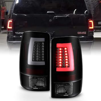 ACANII - For 2000-2006 Chevy Suburban 1500 2500 Tahoe GMC Yukon Black Smoked LED Tube Tail Lights Brake Lamps Left+Right