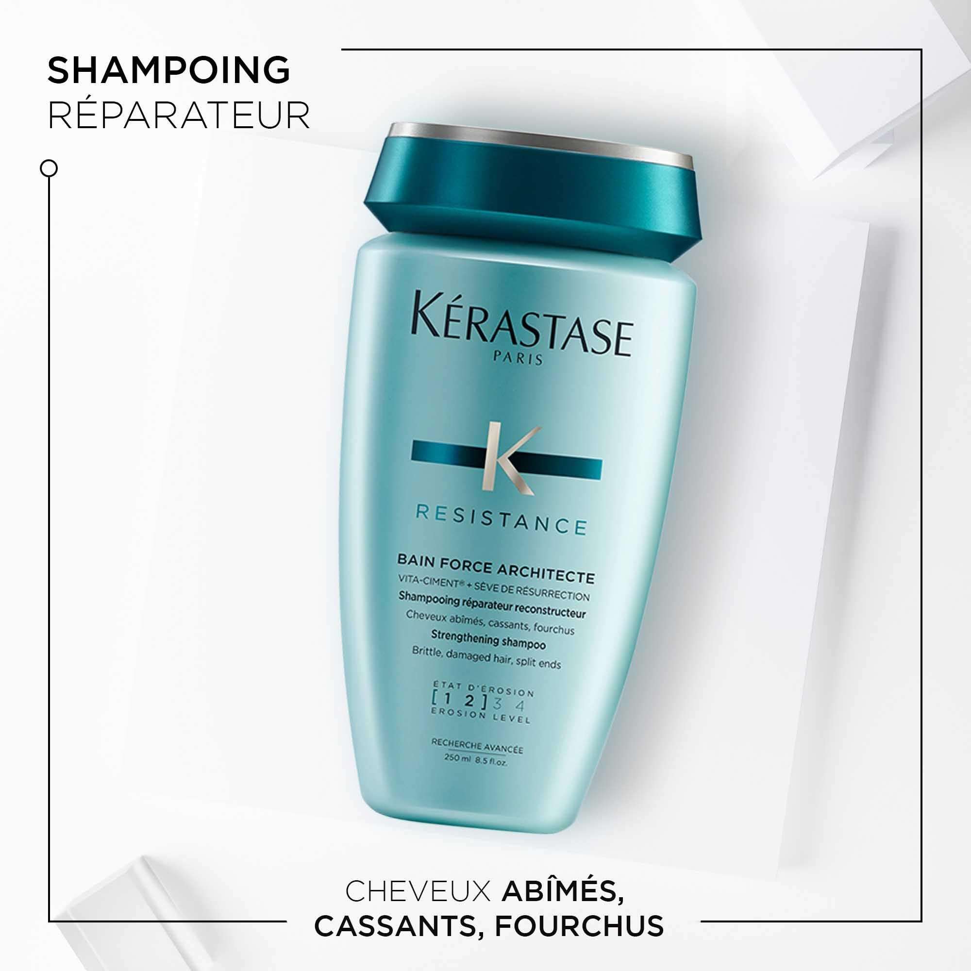 KÉRASTASE Résistance - Routine Force Architecte Pour Cheveux Abîmés - Renforce & Protège - Technologie VITA-CIMENT & Sève de Résurrection - Shampoing + Masque