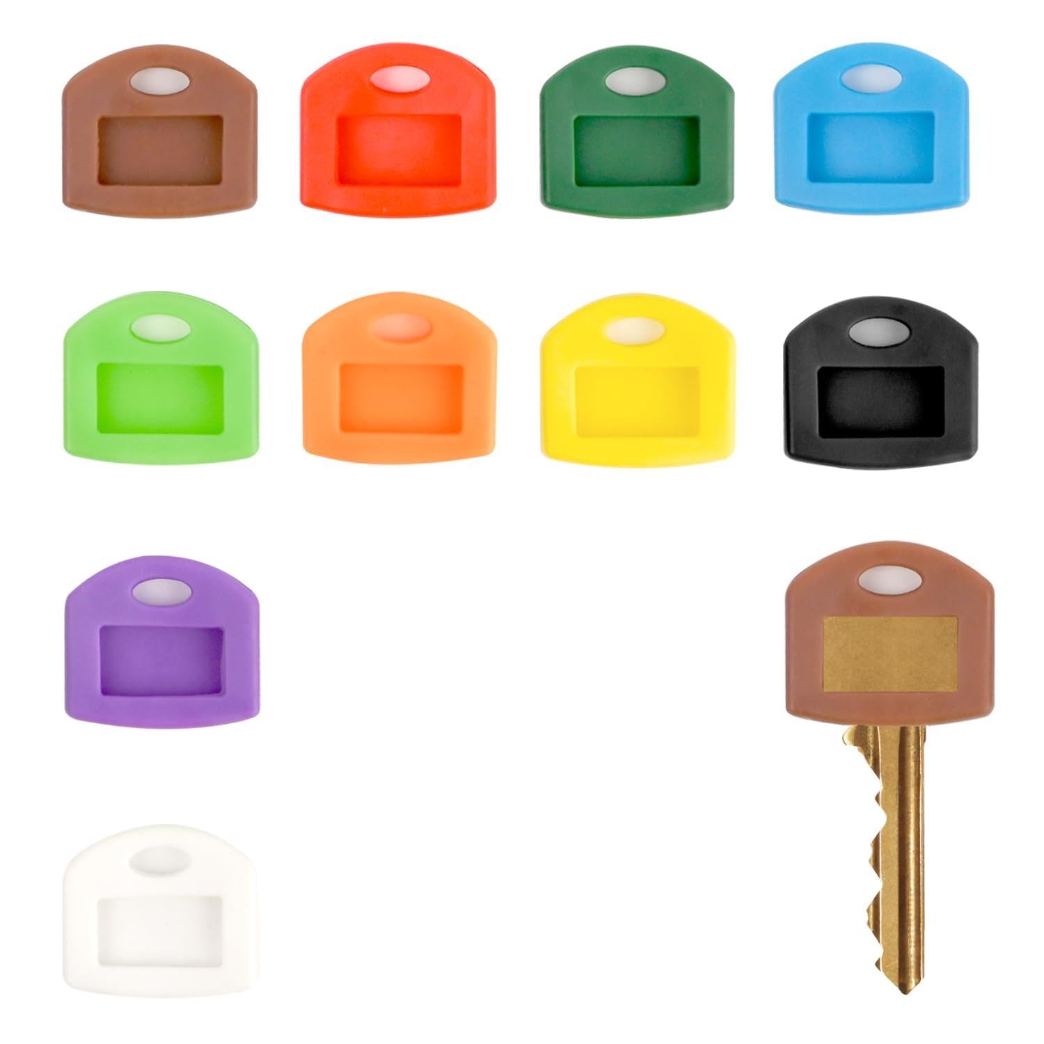 Lot De 30 Capuchons De Clés Carrés Colorés Avec étiquettes - 10 Couleurs - Réduit Le Bruit, Identification Facile - Pour Clés Plates, Rondes, Triangulaires - 7
