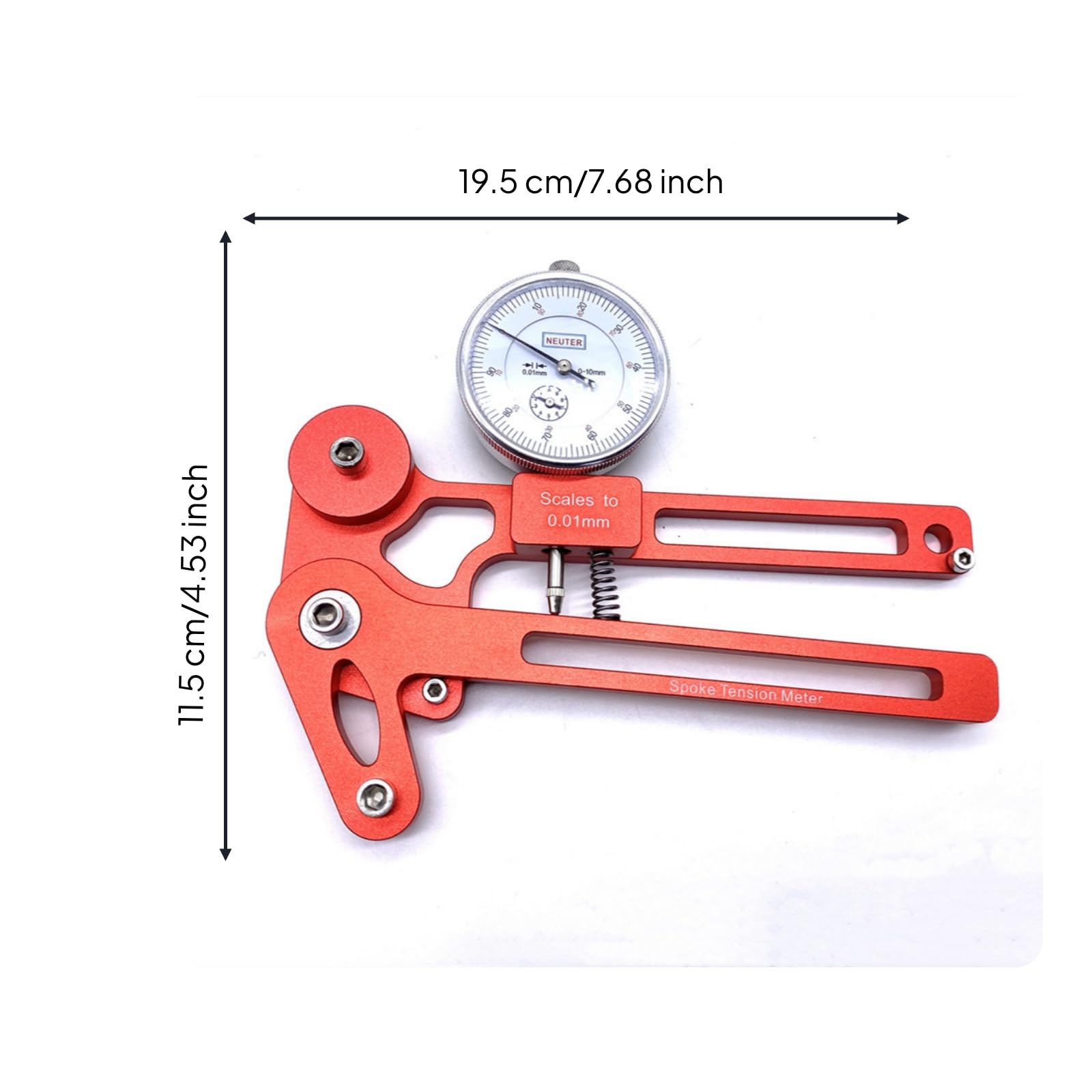 Speichenspannungsmesser Fahrrad Speichenspannungsmesser Tensiometer Laufrichtwerkzeug Messgerät Aluminiumlegierung mit Sandgestrahlter, Einheitsgröße, Mechanische Anzeige