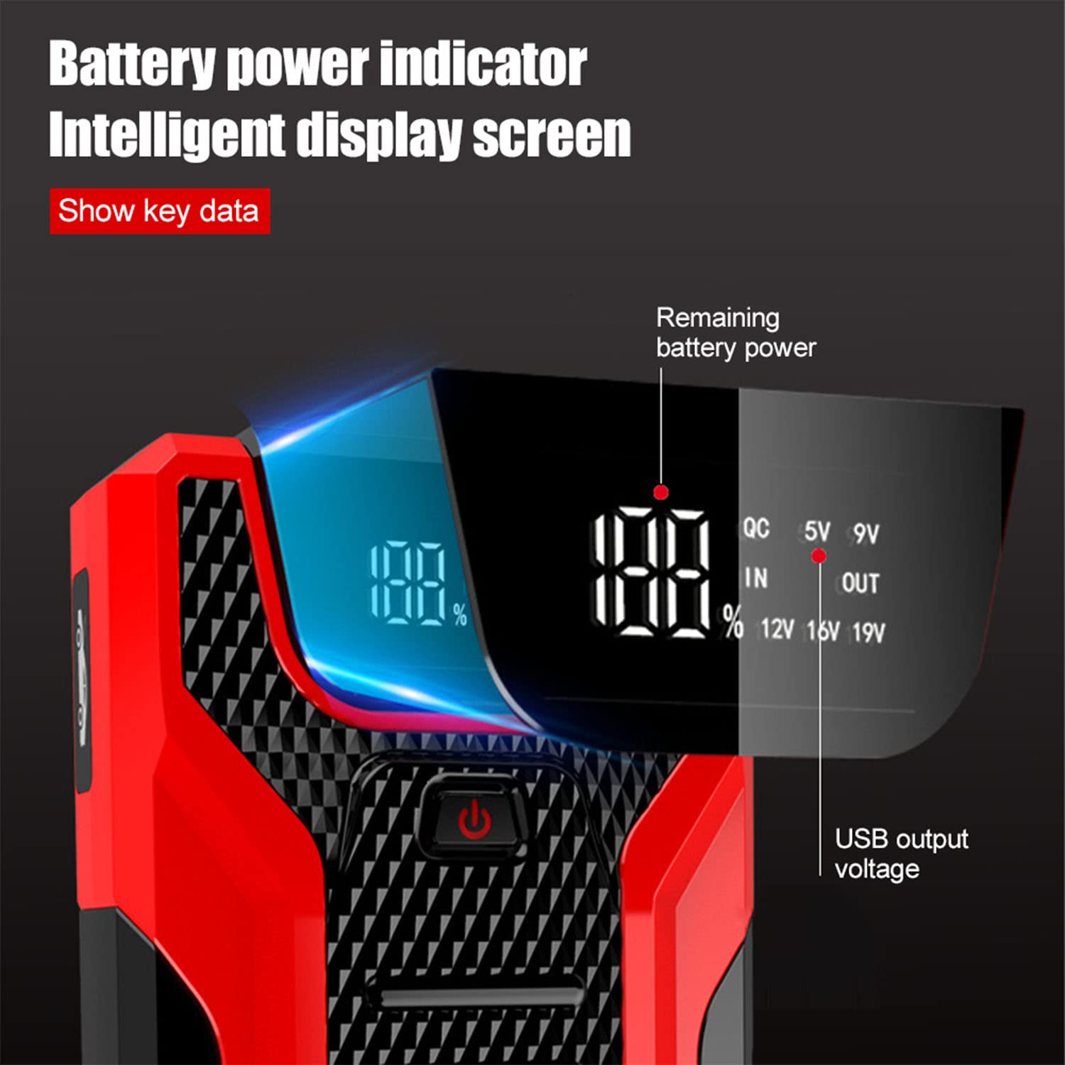 Arrancador de batería de Coche, 1000 A, 28 000 mAh, portátil, 12 V, para Motores de Gasolina de hasta 6 L y diésel de 4 L, con Pinzas Inteligentes.