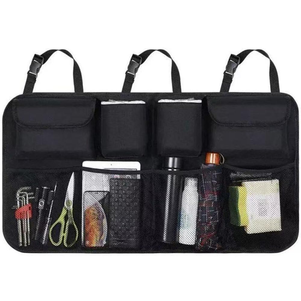 Car Boot Organizer for Smart Fortwo (W450 W451 C453/A453 1998-2024), Rear Seat Back Hanging Storage Bag, Foldable Eco-friendly Oxford Luggage Net, Space-saving, Farewell Clutter