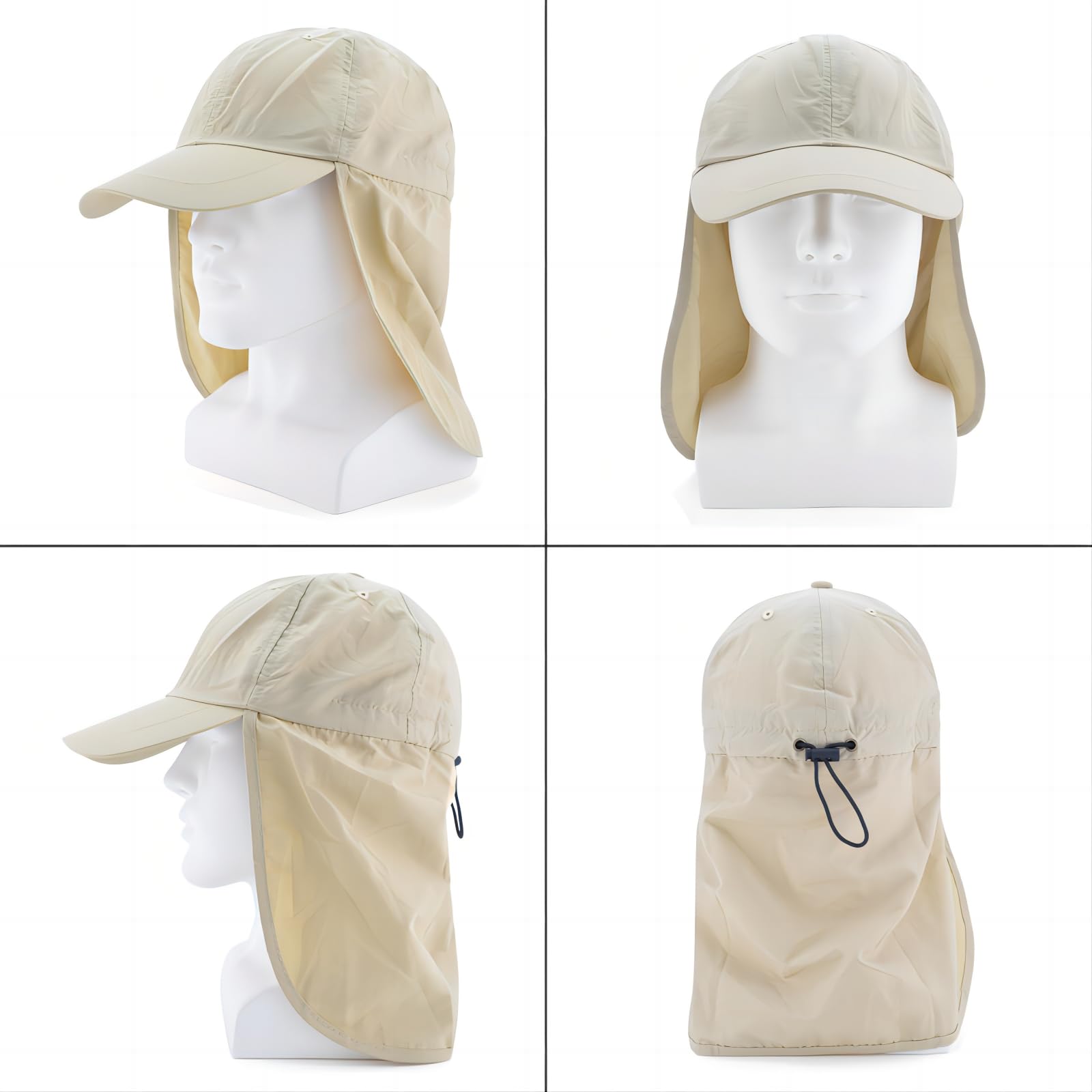 EINSKEY Czapka przeciwsłoneczna UPF 50+, wodoodporna, pakowalna, uniseks z klapką na szyję, na plażę, golf, wędrówki, wędkowanie, bieganie, uniwersalny rozmiar