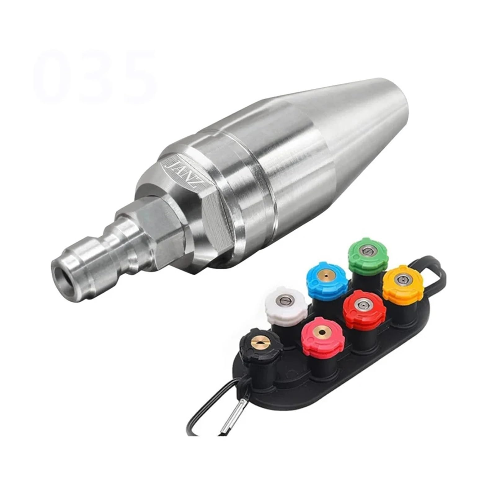 Dysza turbo do myjki ciśnieniowej obrotowa do ciepłej i zimnej wody z 1/4 szybkozłączki 7 końcówek dysz i 4000 PSI (B1)
