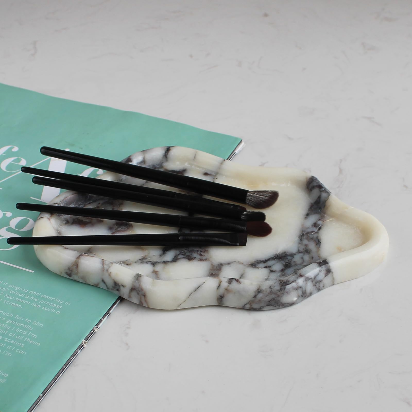 Nawgnail Plateau en Forme de Nuage en marbre - pour Bijoux, bagues et clés - Décoration d'intérieur - Cadeau pour Femme (Alto calacatta)