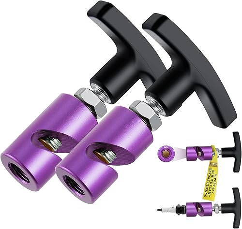 Soporte de capó de automóvil y pinza de bujía de 0.55 pulgadas con punta de latón, color morado, 2 unidades, soporte universal para capó, abrazadera