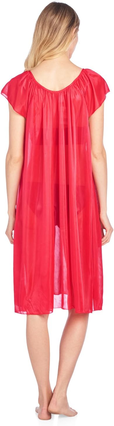 Casual Nights Women's Cap Sleeve Flower Silky Tricot Nightgown - Image 3