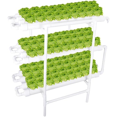 Hydroponics Growing System Kit, 3 Layers 108 Plant Sites Food-Grade PVC-U Pipes Hydroponic Grow Kit Gardening System with Water Pump, Pump Timer,Net Pots and Sponge for Vegetables,Fruits,Herb