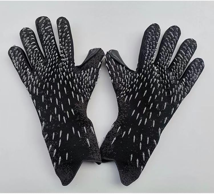 PLbSe Soccer Goalkeeper Gloves Goalie Training Gloves Strong Grip Anti-Slip and Breathable for Adults and Children (Black,8)