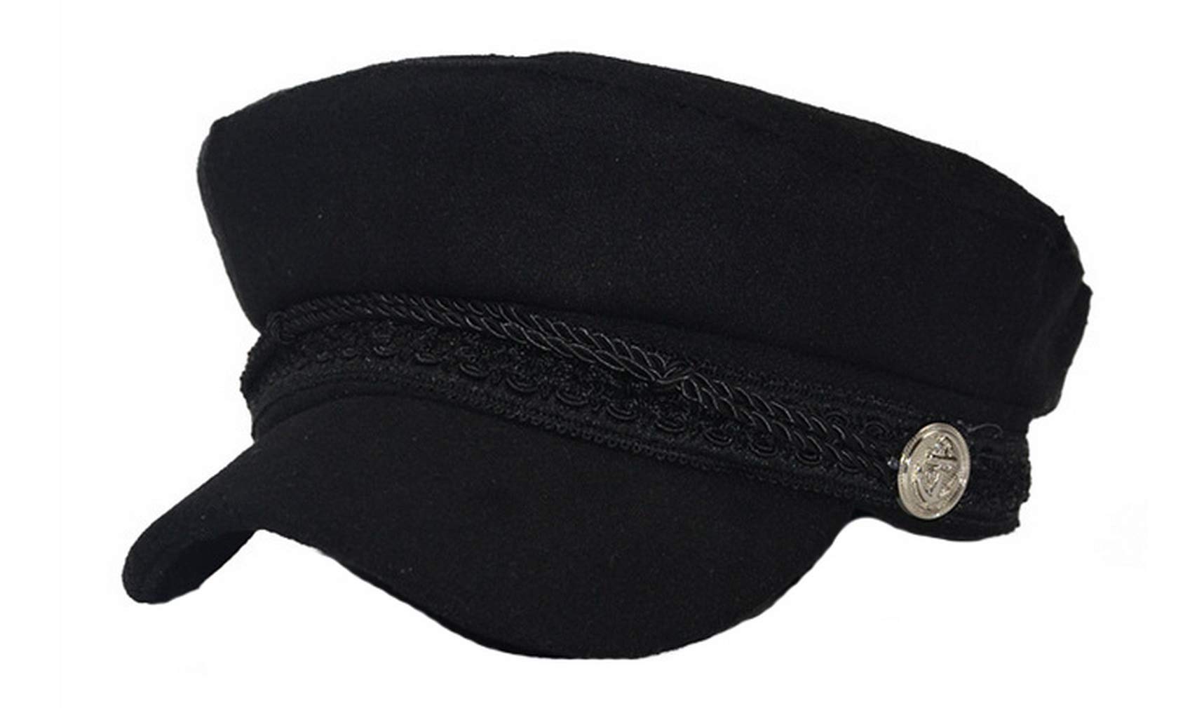 Licus Women Yacht Captain Sailor Hat Newsboy Cabbie Baker Boy Peaked Beret Cap (Black w/Lace)