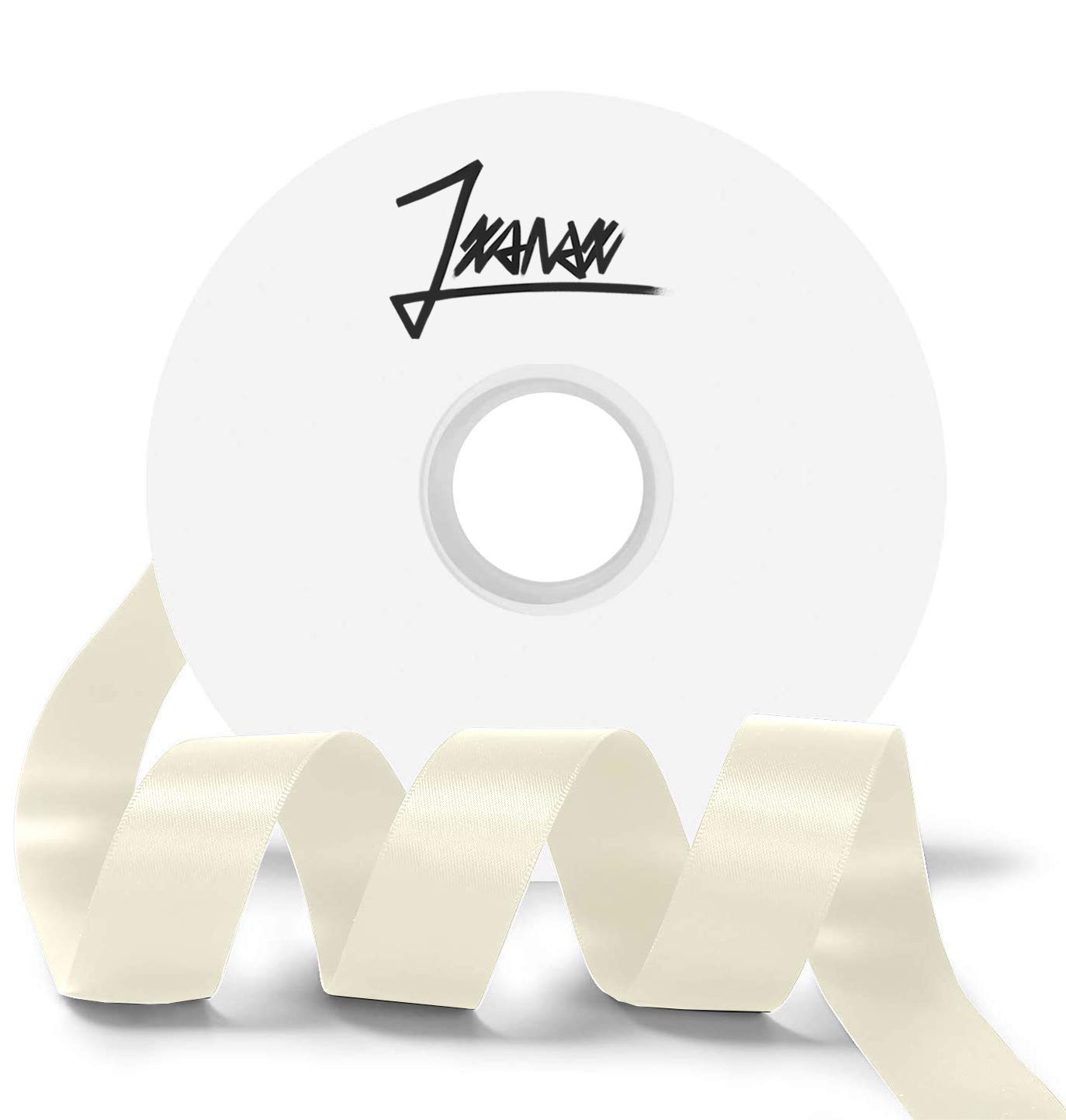 1 Inch Ivory Double Faced Satin Ribbon Polyester Continuous Ribbon DIY Bows Bouquet Decoration Sewing for Wedding Invitation Card Halloween Ribbon Gift Wrapping 50 Yards