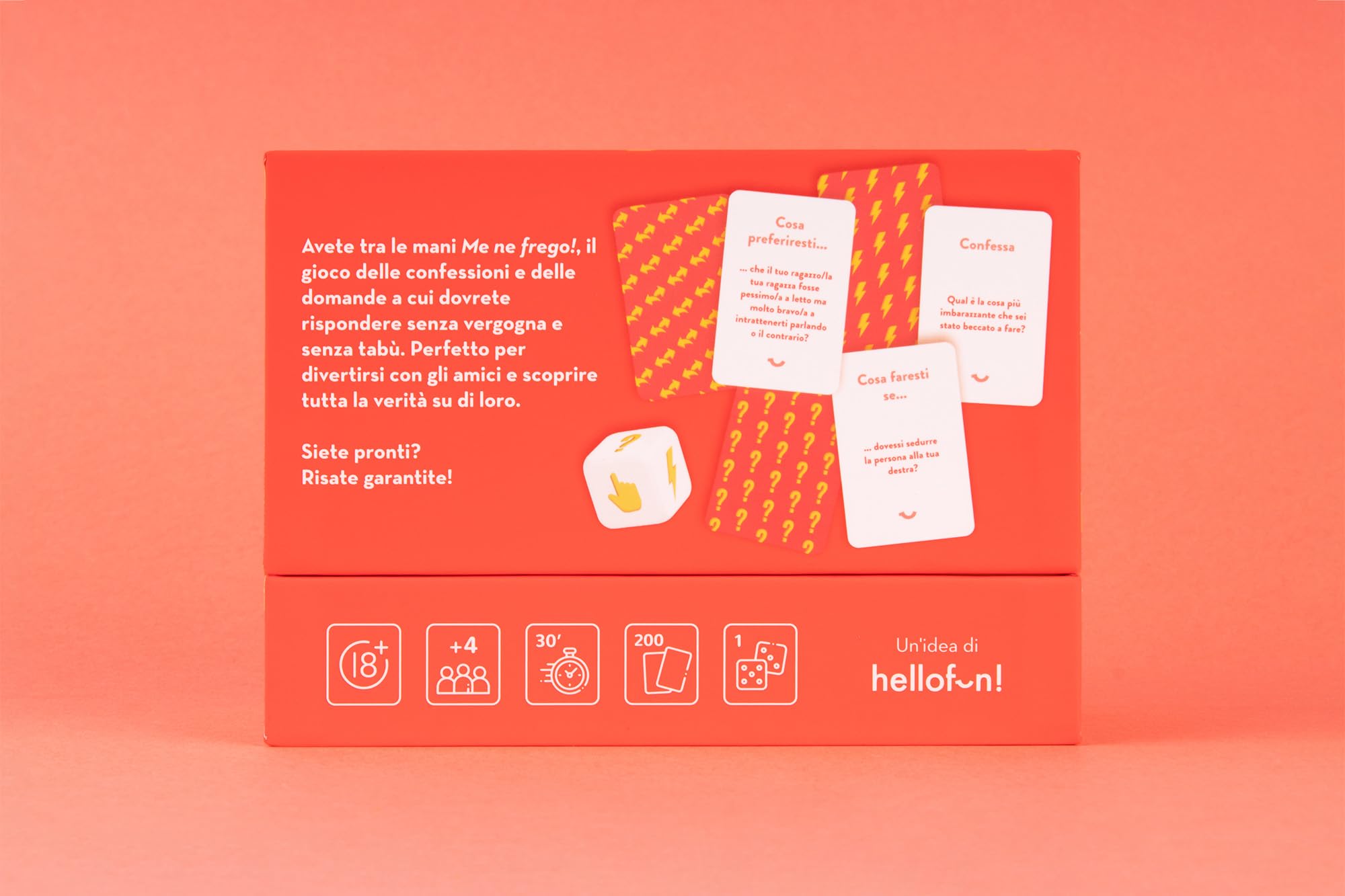 Hellofun! - Me ne frego. Il più divertente gioco da tavolo per adulti, 200 domande e confessioni senza vergogna o imbarazzo.