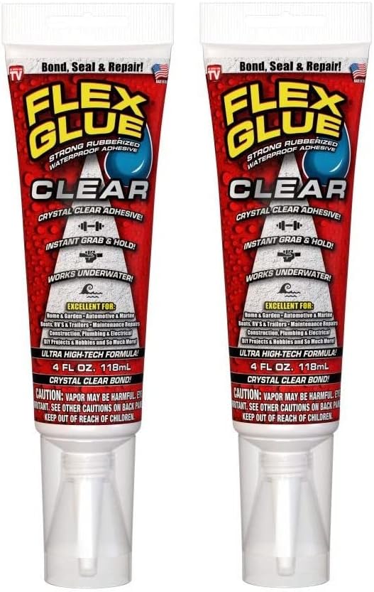 Flex Glue Super Strong Transparent Waterproof Adhesive, 4-oz, Clear - Pack of 2