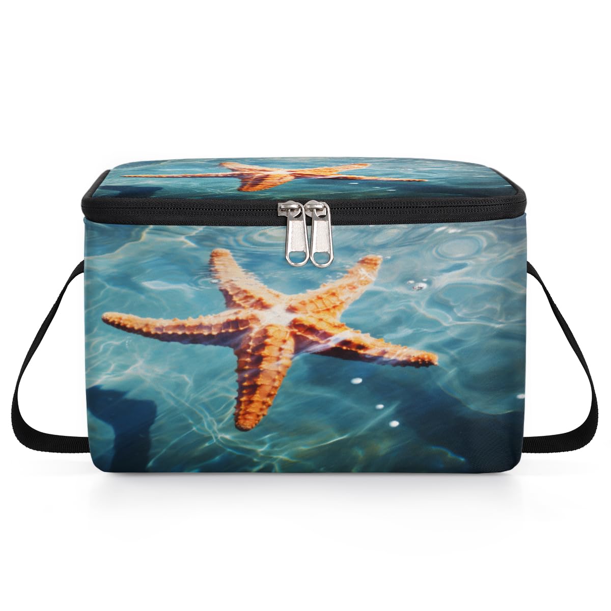 Sea Starfish Lunch Bags for Women Men 9 Cans, Hot & Cold Food Delivery Bag Insulated Grocery Bag Insulated Lunch Box Starfish Cooler Bag for Office Work Picnic Beach