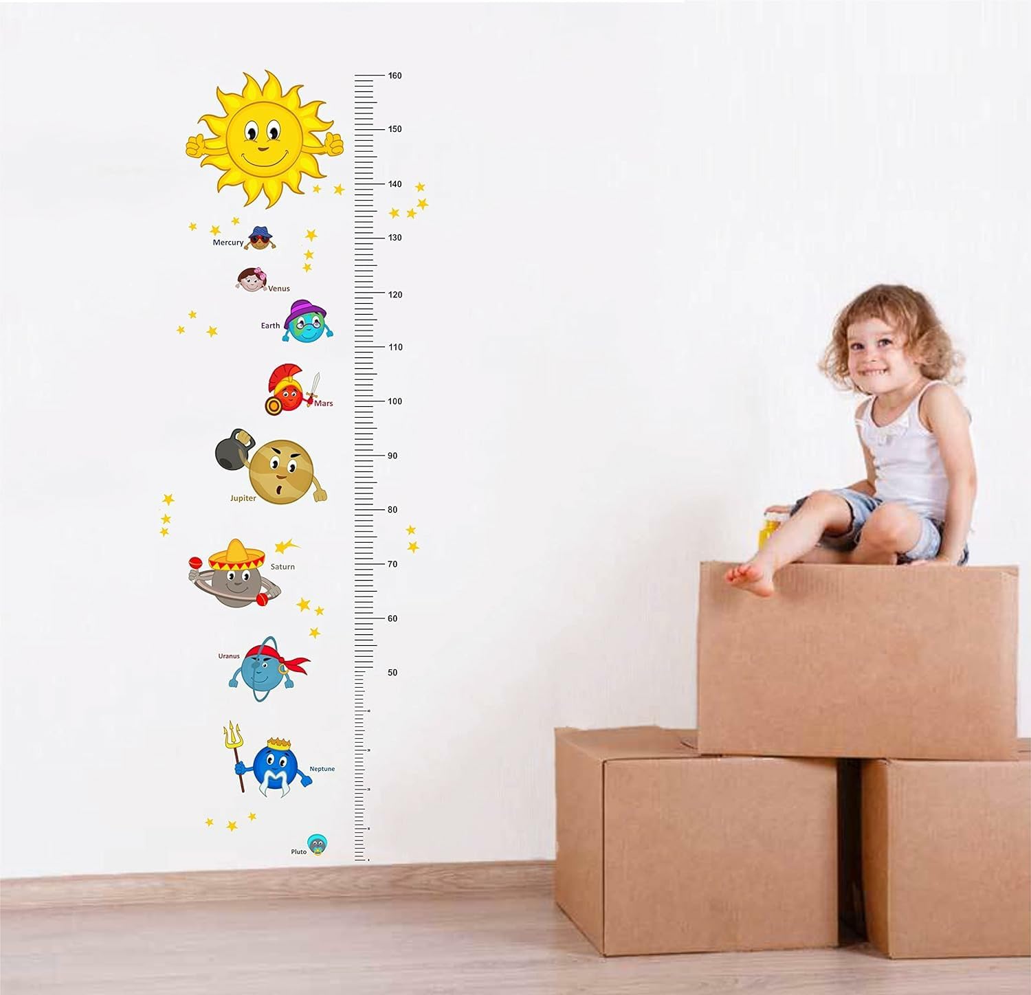 GADGETS WRAP Solar System and Height Measurements Chart for Kids - Kids Room ' Extra Large Size (Wall Coverage Area - Height 160 cms X Width 45 cms)(Pack of 1) Wall Sticker