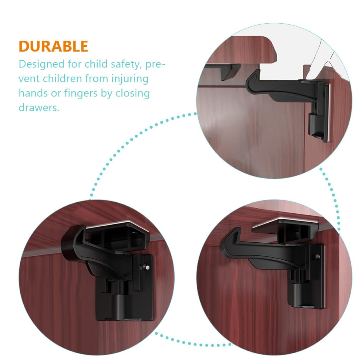 Cerraduras Invisibles Hechas de Abs para Cajones de Seguridad 10 Fáciles de Abrir en Color Negro y Seguras para Adultos para Bebés y Niños Pequeños