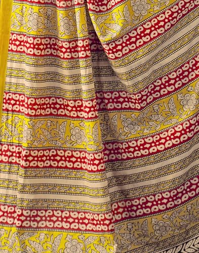 Image of SIRIL Women's Printed Cotton Saree with Unstitched Blouse Piece