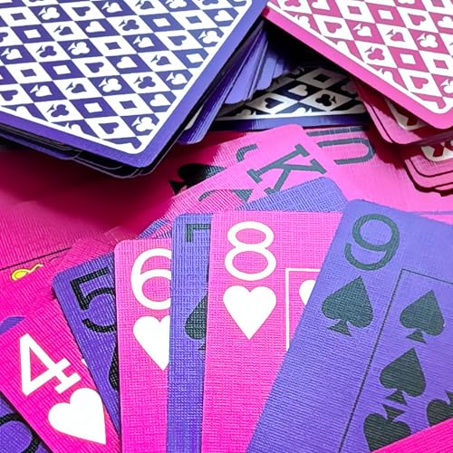 Naipes de póker rosa y morado, pack 2 barajas miniatura 2