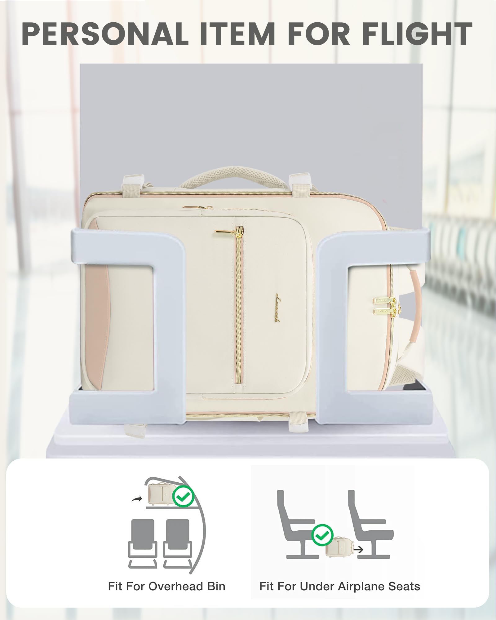 LOVEVOOK Zaino da Viaggio Aereo Bagaglio a Mano, Impermeabile Zaini Trolley Bagaglio Donna 40L Cabin Max per Ryanair Easyjet, Grande Zaino Porta PC 17 Pollici Valigia Borsa a Zainetto