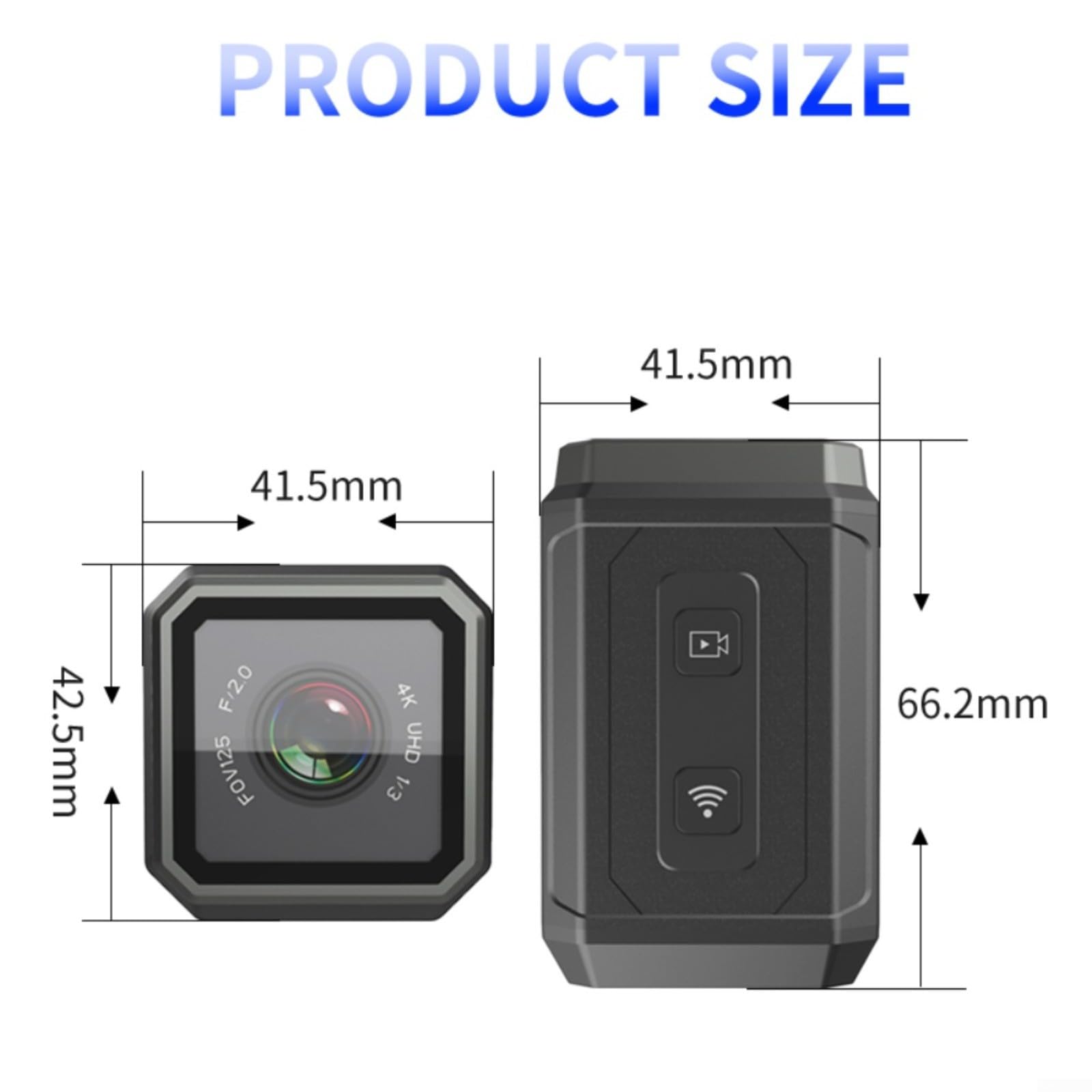 Action Camera 4K con WDR, batteria da 3000 mAh, vivavoce per casco per ciclismo, viaggi, passeggiate con animali domestici, corpo in ABS nero