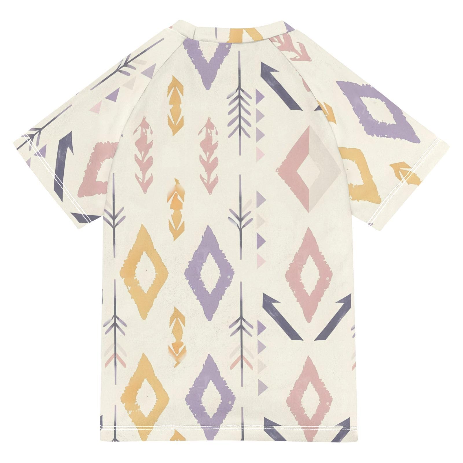 ALAZA Kids Rash Guard Boys Toddler Swim Shirts Short Sleeve Bohemian Geometric UPF 50+ 3T