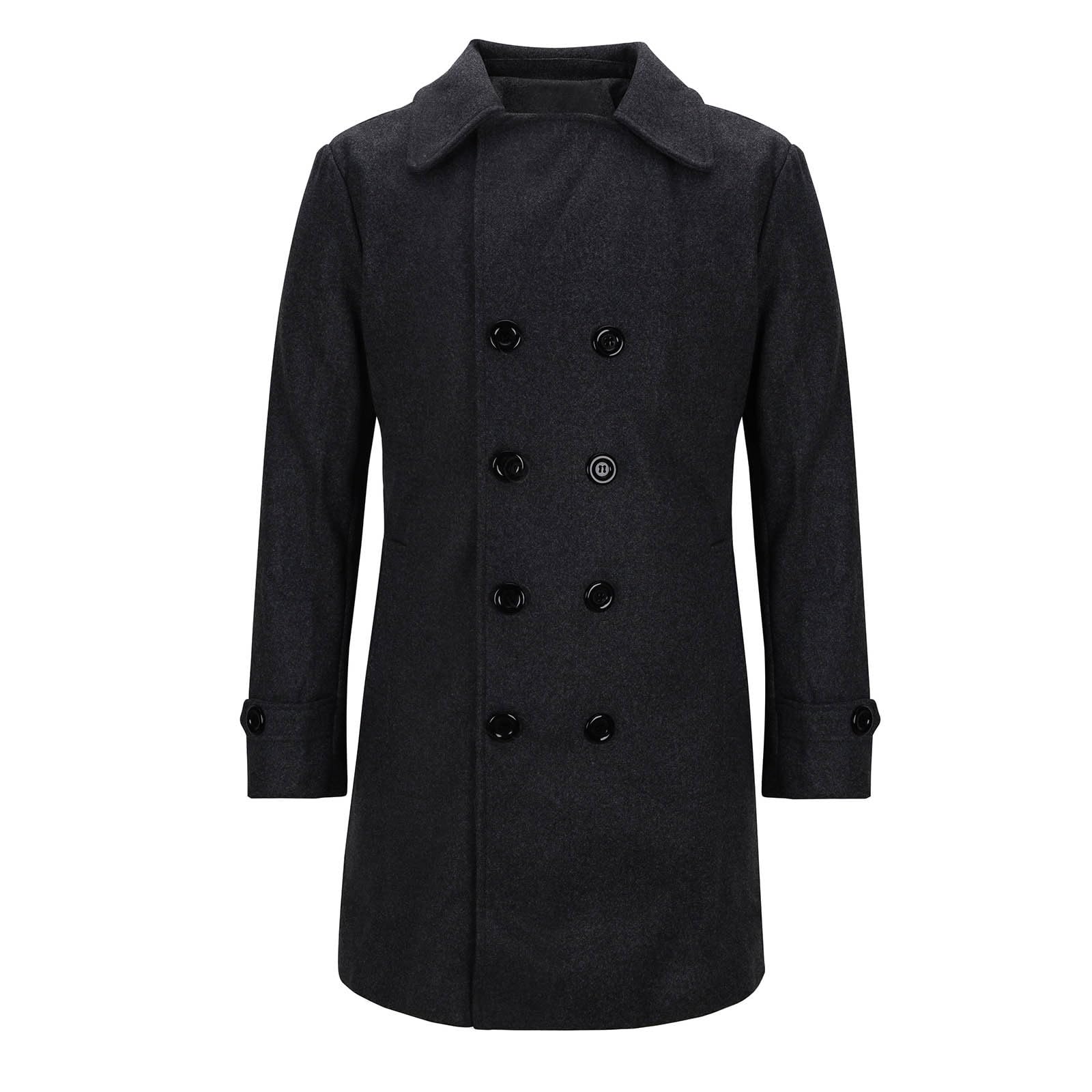 NUSGEAR Abrigo hombre invierno, Sobretodo Mezcla de Lana Botón Elegante Gabardina Negocios Oficina Color sólido Abrigo Slim fit Moda Cortavientos caliente Chaquetas parka Blazer Outwear traje 2025