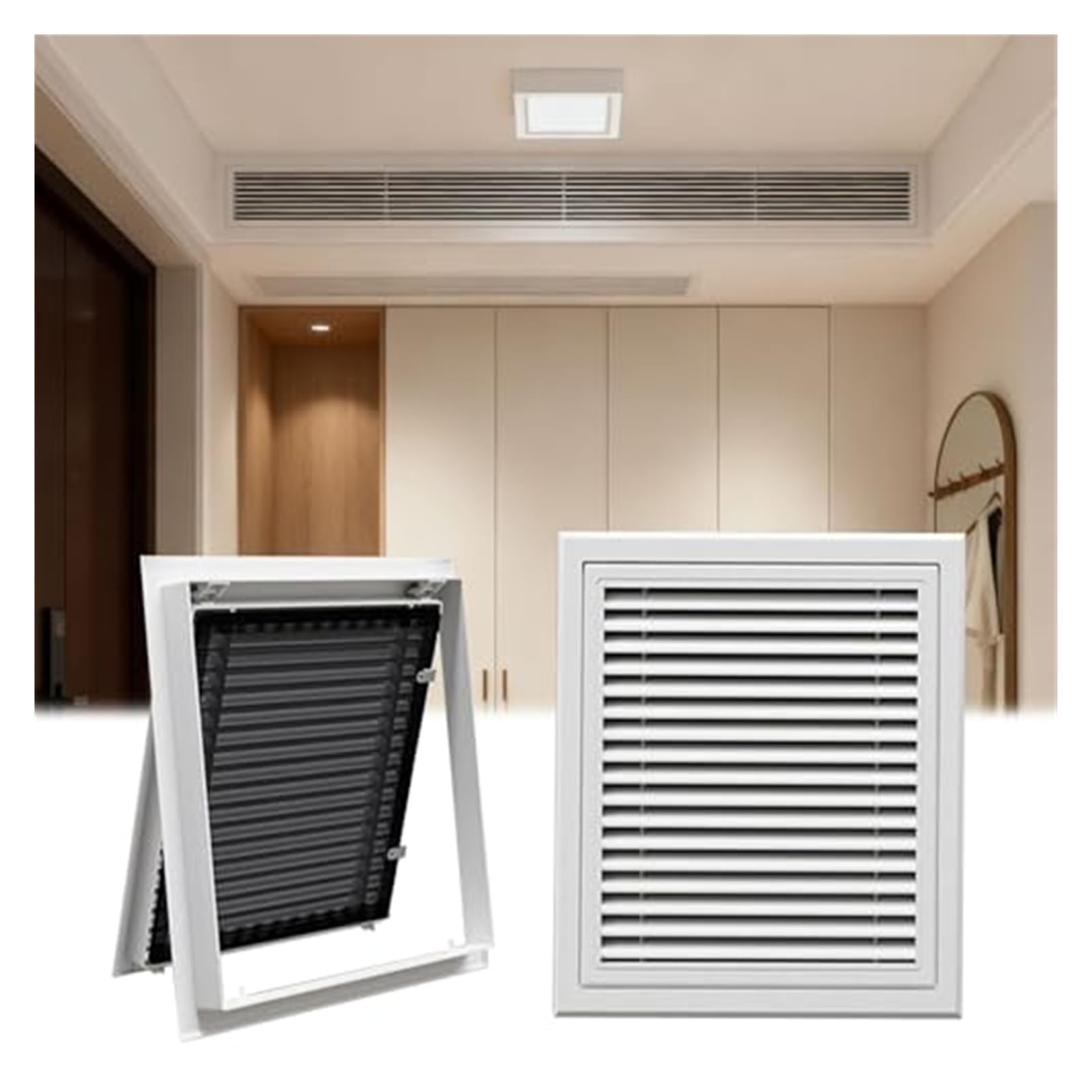 Cubierta de ventilación de Retorno de Aluminio de Alto Flujo de Aire de 38x38 Pulgadas con Rejilla de Lamas y diseño de bisagra con Filtro para la ventilación de la Pared del Registro de Air